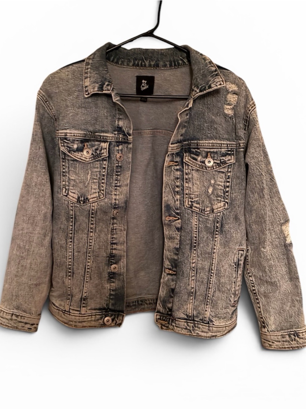 Art‎ Class Denim Jacket Girls Size Large 10/12 Blue Distressed Button Up Pockets